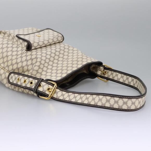 CELINE Macadam Canvas Shoulder Bag Pvc Leather White - Picture 9 of 13